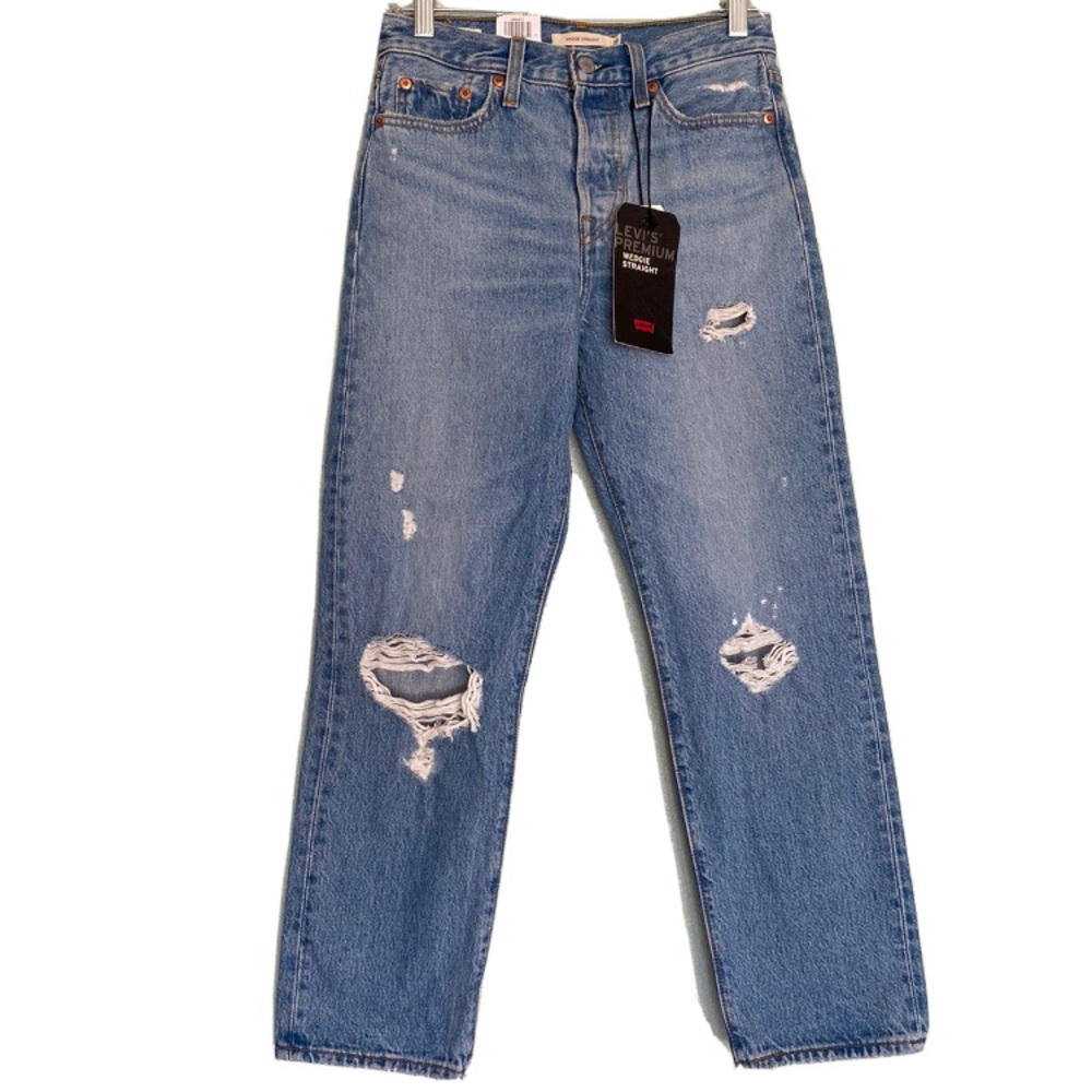 Levi's Premium Wedgie Straight High Rise Distressed Jeans Size 26